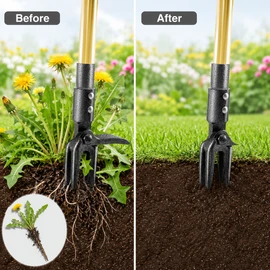 Stand-Up Weed Puller for Lawn & Garden Care – Adjustable Stainless Steel 4-Claw Root Removal Tool