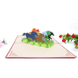 3D Pop Up Horse Card | Horse Raacing Greetings Card | Handmade Horses Card Equestrian | Get Well/Thank you Blank Card | Congratulations Card | Country Birthday Card