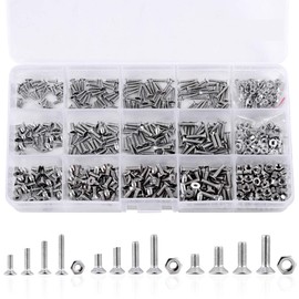 Loscrew M2 M2.5 M3(Total 660Pcs) Hex Socket Flat Head Screw DIN7991 304 Stainless Steel Hexagonal Machine Screws,12 Kinds of Size Countersunk Screws Nuts and Bolts Assortment Set