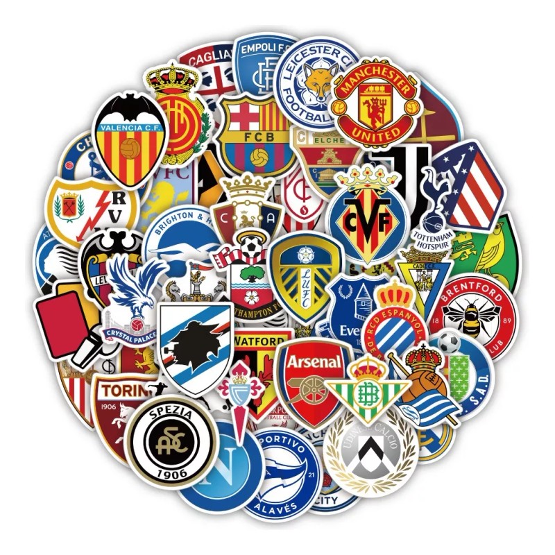 Melody Equipos Futbol Europa 50 Calcomanias Sticker Pvc Contra Agua