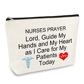 Nurse Prayer Gifts Makeup Bag Nursing Student Graduation Inspirational Gift for New Registered Nurse RN Christmas Birthday Present Nurses' Week Cosmetic Bag Travel Zipper Toiletries Pouch