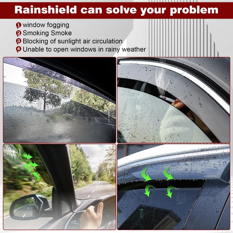 ZZDSNJ Tape-On Window Visors 4-Piece Compatible with 2022-2025 Nissan Frontier