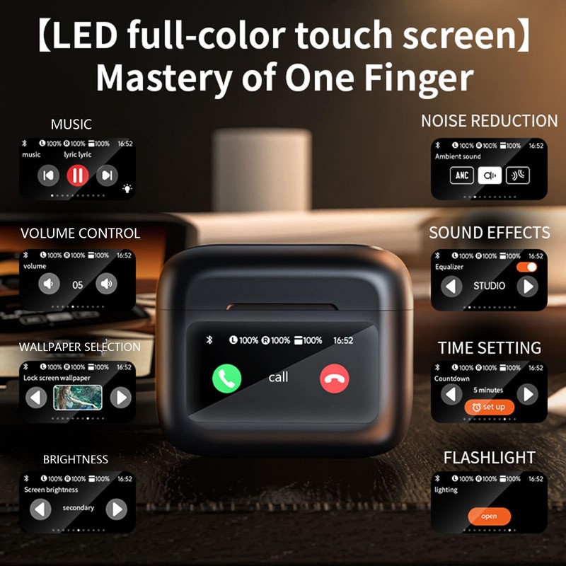 Xmenha Wireless Active Noise Cancelling Touch Screen Earbuds with Touch