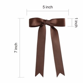 Meseey 30 Pcs 5 x 7 Inch Brown Grosgrain Ribbon Bows with Twist Tie Gift Bows for Gift Wrapping, Crafts, Parties (Brown,Width of 1")