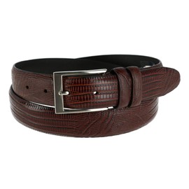 Toneka Men's Leather Embossed Lizard Print Belt, 34, Brown