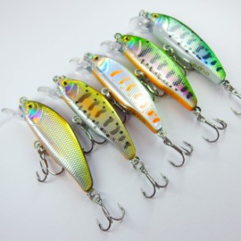 momolures Trout Fishing Lure Flat Sinking Minnow 44mm 4.4g Tungsten Sinker ST-36BC #14 Hook equipped (5pcs Assort Set)
