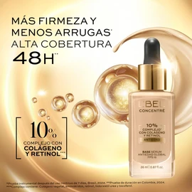 L'BEL - Concentré Total Base de Maquillaje Color Champagne 170N 26ml, Poder Sérum Antiedad, Efecto Lifting, Protección FPS 15, con Colágeno, Alta Cobertura, Piel Firme y con Menos Arrugas