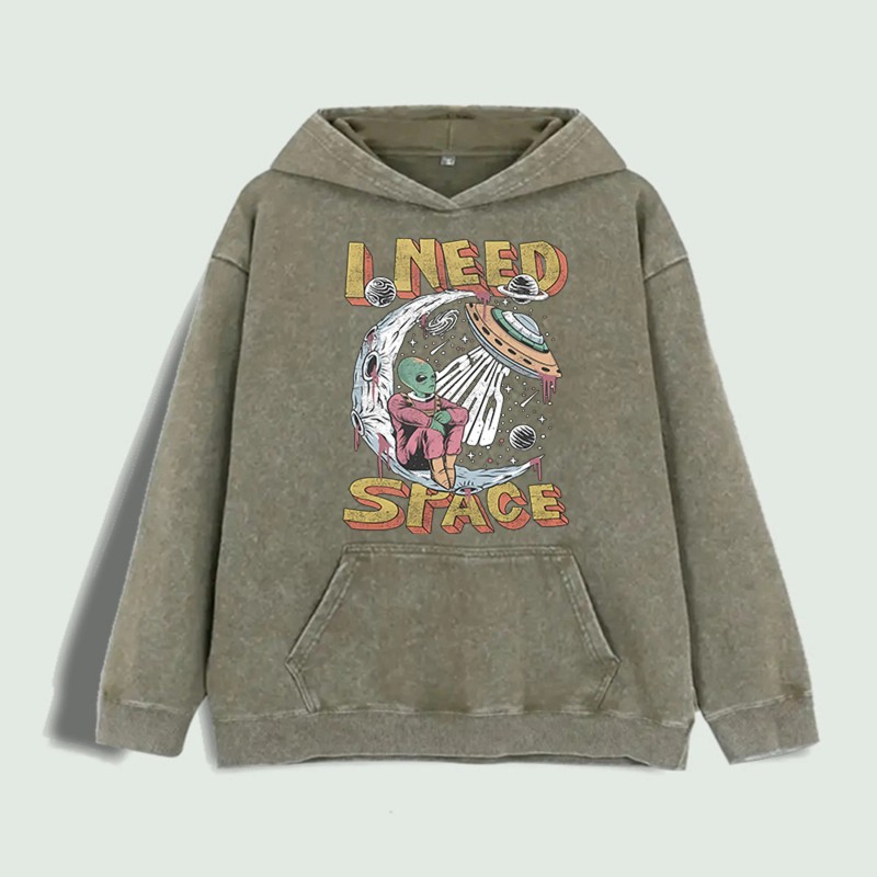 I Need Space Alien Graphic Hoodie 100% Cotton US Warehouse