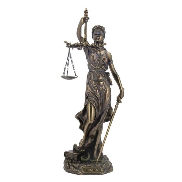 Unicorn Studio WU76457A4 Cardinal Virtues Our Lady of Justice Statue, 12-inch High, Cold Cast Bronze