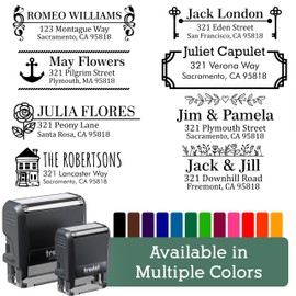 Custom Return Address Stamp. Clear Image, Every Time! Made in The USA! Fun Unique Floral Pretty Custom Stamps Self Inking -1-1/2 Inch Small - 2 Count