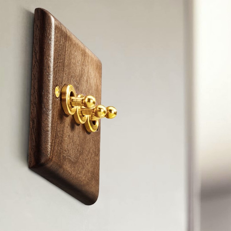 NIZEAMI Retro American Industrial Style Light Switch Socket, Solid Wood