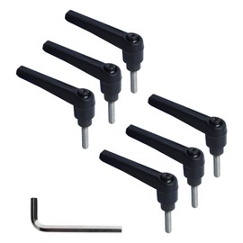 Begino Clamping Lever Handles with Quick Release Push Button Locking, 304 Stainless Steel M5 x 20mm Stud - Black (6 Pack)
