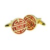 Gold & Red Chinese Longevity Symbol Cufflinks Presented in a