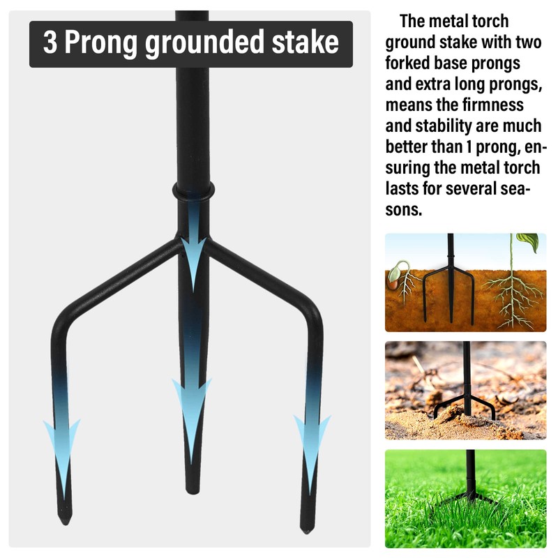 ZSPENG 6 Pack Metal Torches for Outside, Upgraded Metal Torches