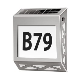 YOHAYO Solar Illuminated House Number 8 LEDs Solar House Number with Twilight Switch Made of Stainless Steel 3 Lighting Modes IP54 Waterproof Outdoor with Numbers 0-9 & Letters A-Z