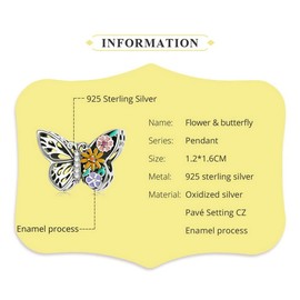PAHALA 925 Sterling Silver Colorful Summer Garden Flower Fairy Butterfly Charm Bead
