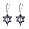 Star of David Earrings Sterling Silver Cross Star of David