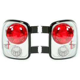 HECASA Tail Light Brake Lamps Compatible with 1999-2004 Chevy Silverado GMC Sierra Stepside Chrome Housing Clear Lens