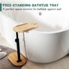 Yumkfoi Bamboo Bathtub Tray Table with Adjustable Height, Freestanding Bath