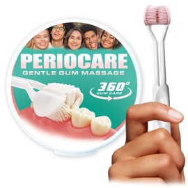 SMILE SAVER 360° Periocare Gum Massage 3-Sided Toothbrush | 3X Triple Clean + Soft Gum Massage Head | Built-in Tongue Scraper | Gingivitis Sensitive Gums Relief | Made in America