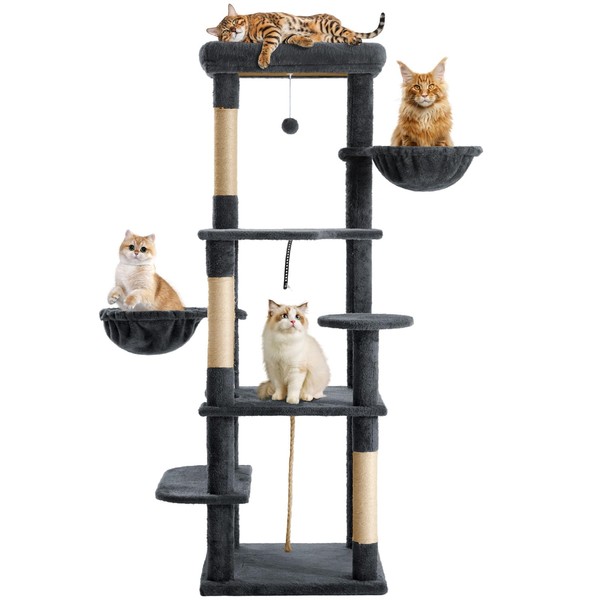 Nineshi 58.5" Cat Tree Tower for Indoor Cats, Soft Plush