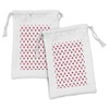 Ambesonne Romantic Fabric Pouch Set of 2, Valentines Day Hearts