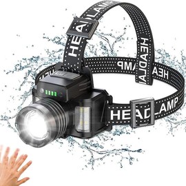 Outdoor Head Light, 2000lm LED Headlight Built-in Type C Charging with Output Charge Indicator Headlight, Portable Flash Light