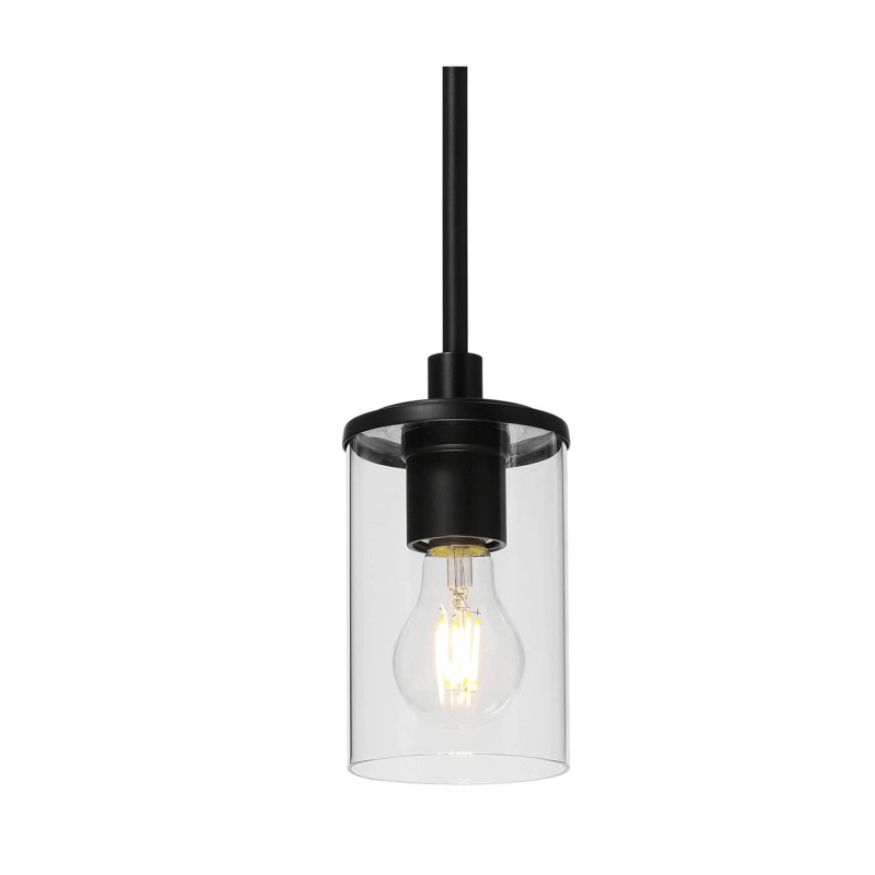 US Instock Modern Single Pendant Light Clear Glass Iron Matte