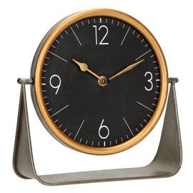 NIKKY HOME Modern Table Clock, Large Desk Clock with Simple Design, Metal Tabletop Clock Silent Non-Ticking with Battery Powered for Bedroom, Living Room