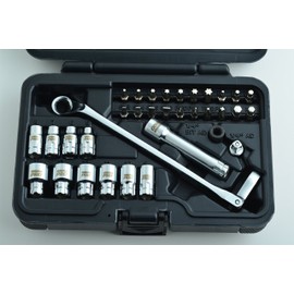 Omega Pro Go-Through Socket Set and Wrench - 1/2 Inch Drive with Flexible Ratchet - 34 Pieces in Molded Case for Easy Organization