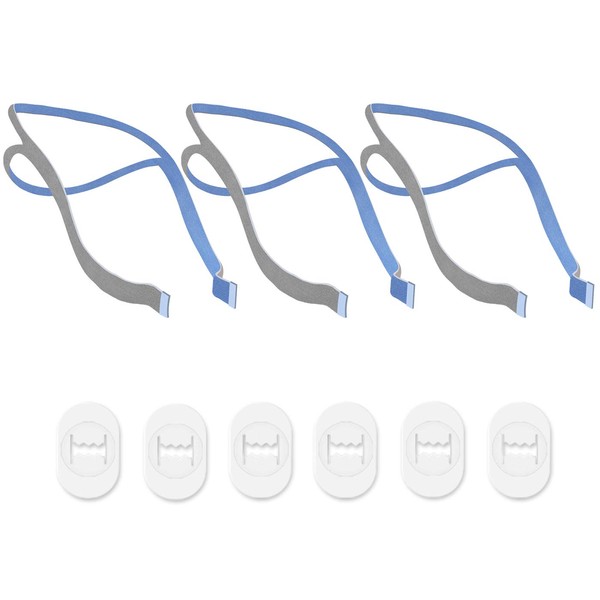 Replacement Headgear Compatible with ResMed Airfit P10 Nasal Pillow Mask Straps Included 3 Super Elastic Straps and 6 Adjustment Clips(3 Pack) Blue