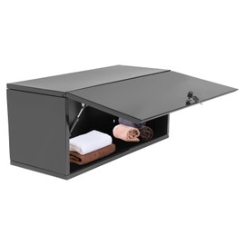 LOYALHEARTDY Wall Mounted Metal Cabinet with Up-Flip Door, 90° Opening Angle Storage Cabinet with Locking Door, Garage Storage Cabinets for Workshop(13 * 32 * 14in Black)