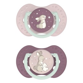 Difrax Lovi Dynamic Dummy for Babies, Luminous Dummy, 6 to 18 Months, Girls, Easy to Accept, BPA-Free, Developed in Collaboration with Medical Experts