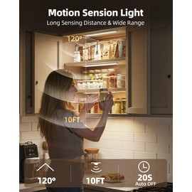 Under Cabinet Lighting, LED Motion Sensor Light Indoor, 1800mAh Rechargeable Closet Lights, Dimmable Under Cabinet Lights with 3 Color Temps, Wireless Under Counter Lights for Kitchen(6Pack)