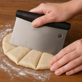 Stainless Steel Dough Scraper with Cover – Versatile Kitchen Tool, Heavy-Duty Bench Scraper & Dough Cutter for Baking, Cooking, Pastry, and Bread Prep