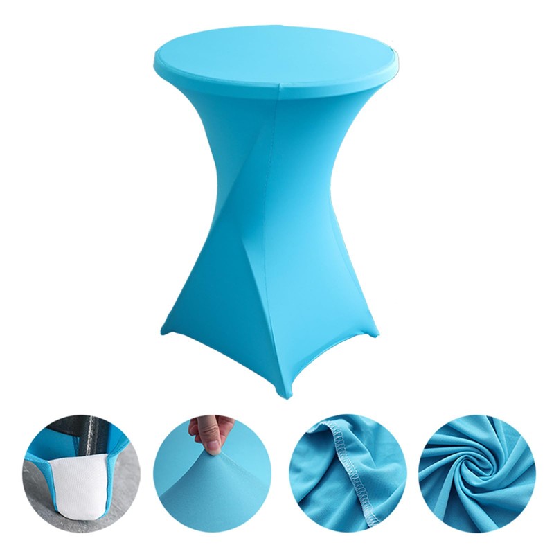 Rakila 2 Pack 43x32 Inch Spandex Round Tablecloth Cocktail Turquoise