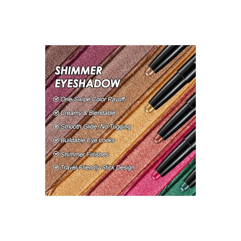 Erinde Sombra de Ojos en Barra Resistente al Agua Glitter,