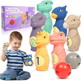 Could Spark Dinosaur Toys for Boys Kids Bowling Set for Kids Aged 2 3 4 5 6 Skittles Game Set with 6 Dino Pins and 2 Balls Indoor Outdoor Garden Games Learning Educational Gift for Birthday Easter