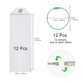 HLIWS Plastic Luggage Label Holder for suitcases,Cruise Luggage Tag Holder,12 pcs,5.8 * 15.8cm,Comes with 12 Colored Label Rings,for Ships Travel