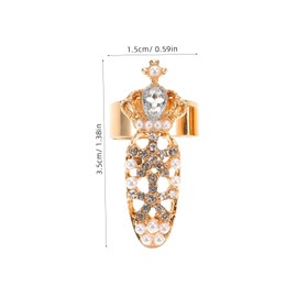 TOVINANNA 3pcs Nail Rhinestones Ring Women Fingernail Ring Crown Design Nail Gems for Art