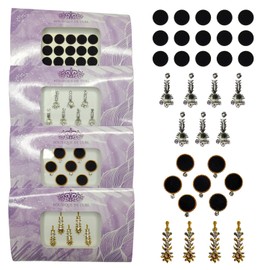 Indian Bindi for Women by Boutique De Luxe, Mixed Black, Silver and Gold Bindi Face Jewels, Bindi for Women Indian, Adorn Your Forehead, Face Stickers, Party Fashion Wear for Women (4 Packs)