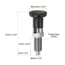 HARFINGTON 2pcs Push Fit Ball Nose Spring Plunger M10x1 Thread Length 5mm Pin Dia Stainless Steel Self-Locking Plunger Retractable Index Plunger for Industrial Equipment