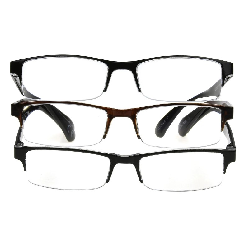 Foster Grant Men's Pete Rectangular Reading Glasses Black and Brown
