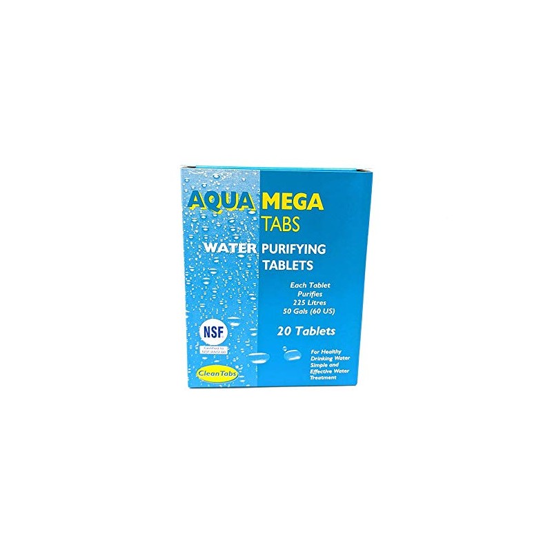 Clean Tabs 040781 Aqua Mega Water Purifying Tablet, Blue, Pack