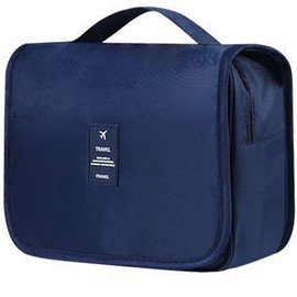 Hanging Travel Toiletry Bag, Veyarien Folding Waterproof Makeup Cosmetic Toiletries Bags Organizer for Women Ladies Girls (Navy Blue)