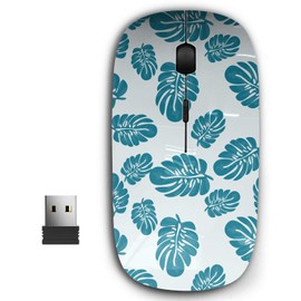 KAWAMOUSE 2.4G Ergonomic Portable USB Wireless Mouse for PC, Laptop, Computer, Notebook with Nano Receiver (Tropical Monstera)