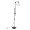 Henn&Hart Height-Adjustable Floor Lamp with Glass Shade in Blackened Bronze/Seeded