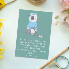 Mr. & Mrs. Panda Postcard Golf Experience - Gift, Humour, Invitation Cards Birthday, Tee, Atmosphere, Handball, Postcards, Sports