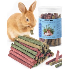 ERKOON Timothy Hay Sticks, Chinchilla Treats, Chew Toys for Teeth for Bunnies Guinea Pigs Gerbil (38)