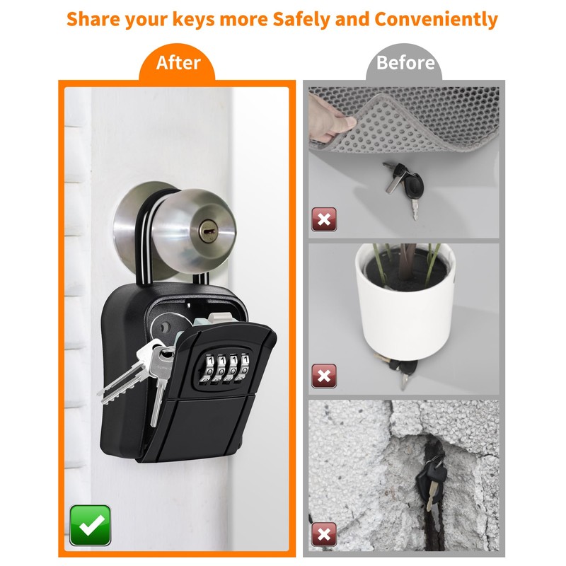 Portable Key Lock Box,Key Holder Safe Security Lock Box for